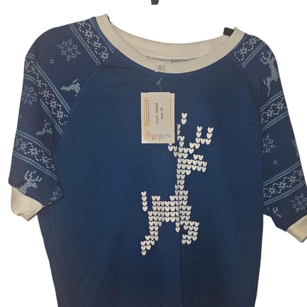 Navy and white reindeer Christmas sweater